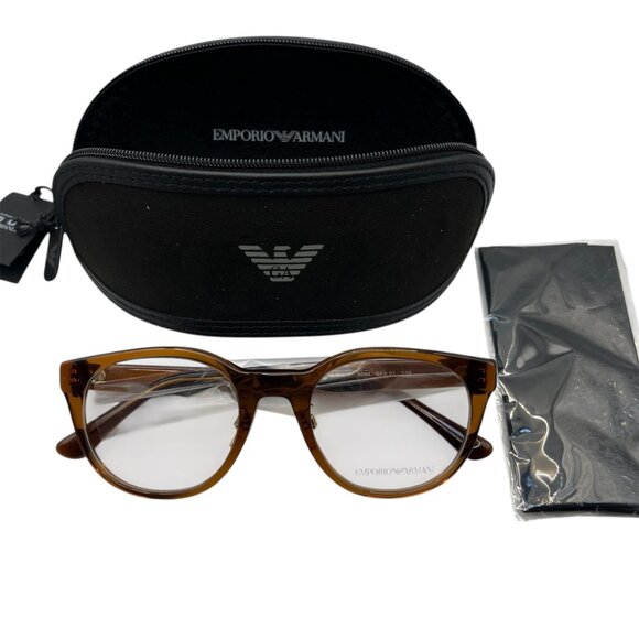 Emporio Armani Mens Shiny Transparent Brown Glasses Frames EA3207F 5044 - Picture 1 of 6